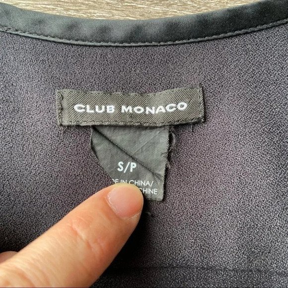 Club Monaco V Neck Satin  Trim Blouse - Picture 6 of 16